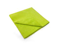 Lime green tear-away microfiber cleaning towel made from a soft, absorbent 80/20 blend. Reusable, machine washable, lint-free, and scratch-safe for cleaning cars, glass, screens, and countertops.