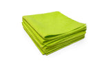 Lime green tear-away microfiber cleaning towel made from a soft, absorbent 80/20 blend. Reusable, machine washable, lint-free, and scratch-safe for cleaning cars, glass, screens, and countertops.